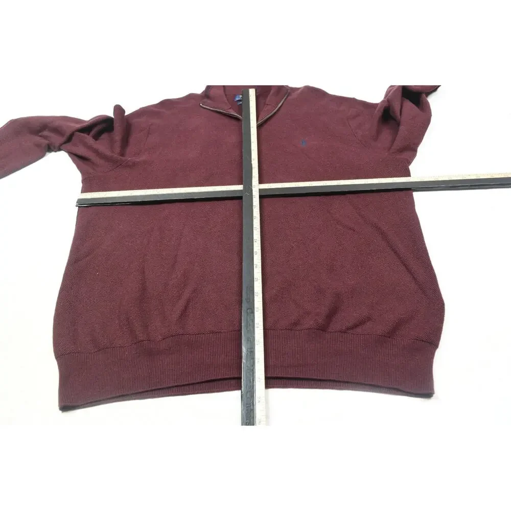 Polo Ralph Lauren 1/4 Zip Pullover Sweater Mens XL Maroon Long Sleeve Cotton